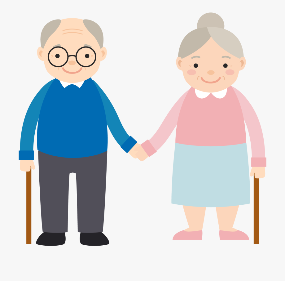 Old people cartoons elderly. Grandparents clipart poor couple