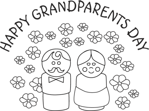 Grandparents clipart coloring. Happy day page free