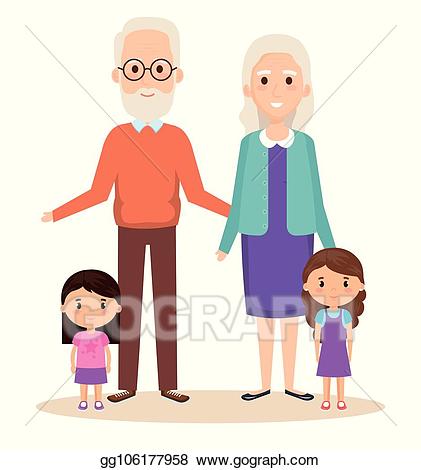 Vector art couple with. Grandparents clipart cute