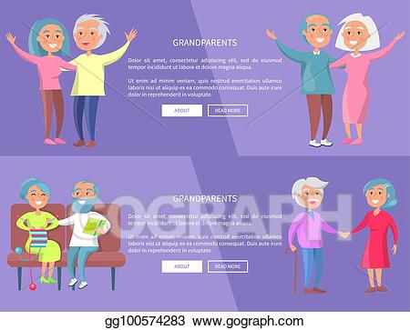 Grandparents clipart senior. Vector stock poster with