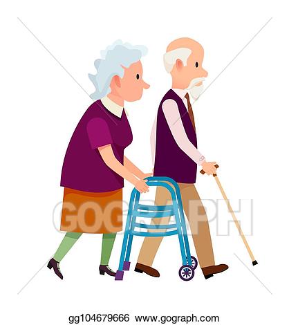 Grandparents clipart shopping. Vector stock banner grandpa
