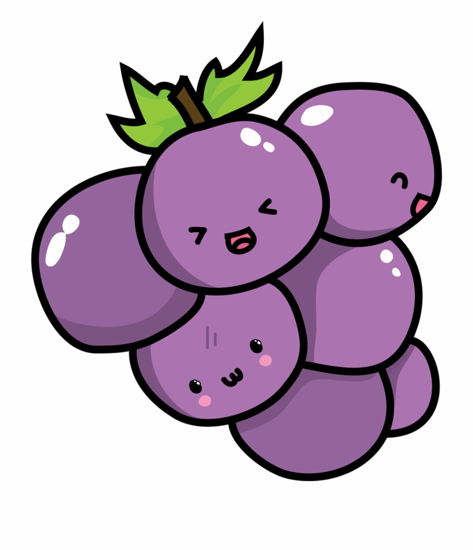 grapes clipart kawaii