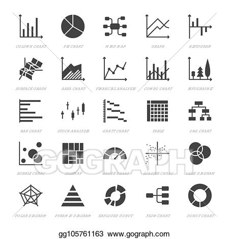 Vector illustration chart types. Graph clipart data type