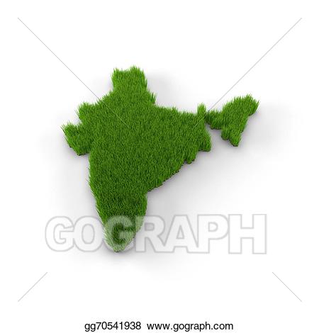 Grass clipart map. Stock illustration india made