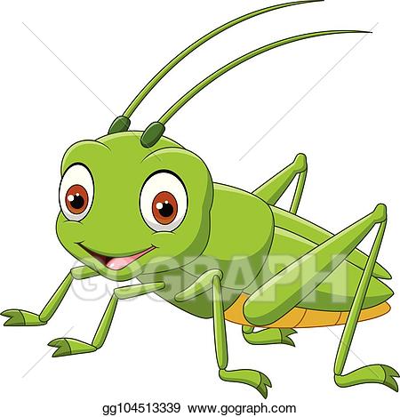 Vector stock cartoon happy. Grasshopper clipart invertebrate