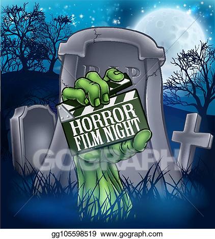 Vector illustration movie film. Grave clipart horror