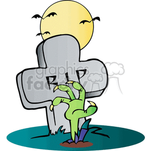 Cartoon crawling out of. Zombie clipart grave