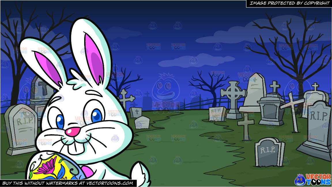 A looking easter bunny. Graveyard clipart cute