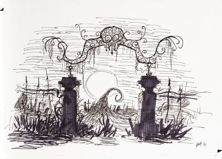 graveyard clipart sketch