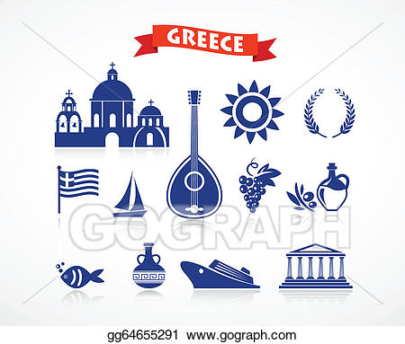 Greece clipart element. Eps illustration icon set
