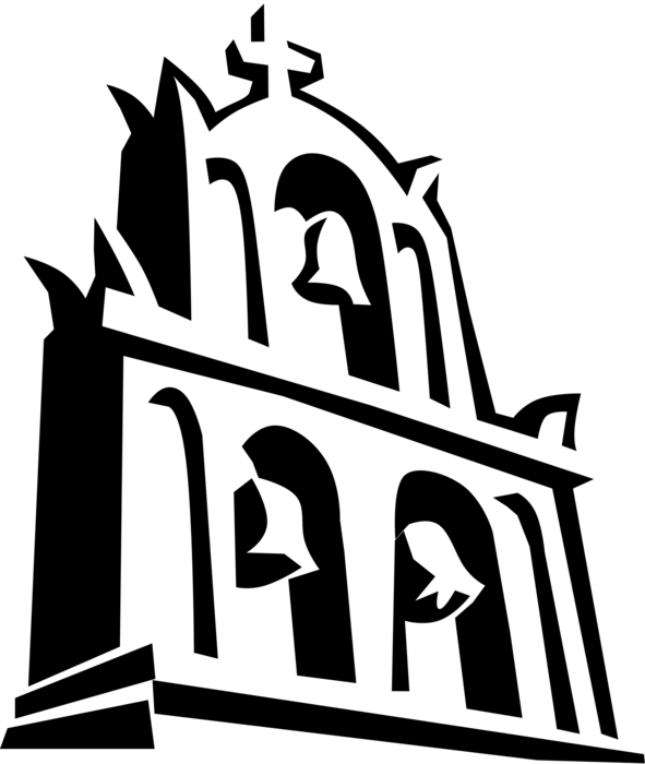 Three church bells vector. Greece clipart santorini clipart
