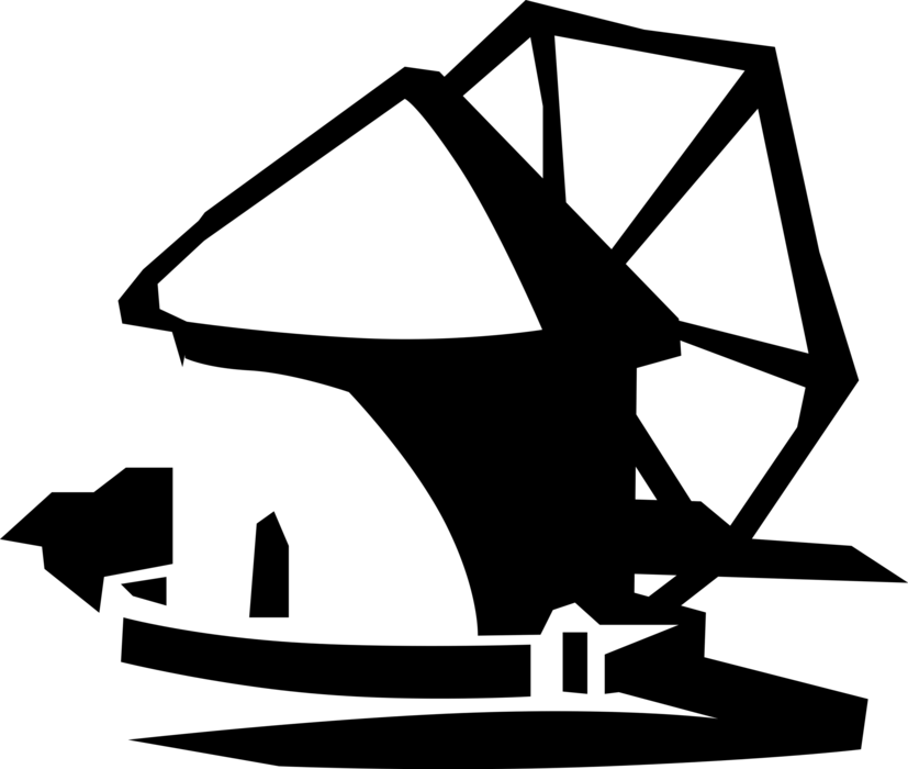 Greece clipart santorini clipart. Windmill on vector image