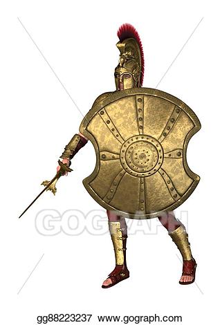 Greek clipart greek soldier. Drawing d rendering ancient