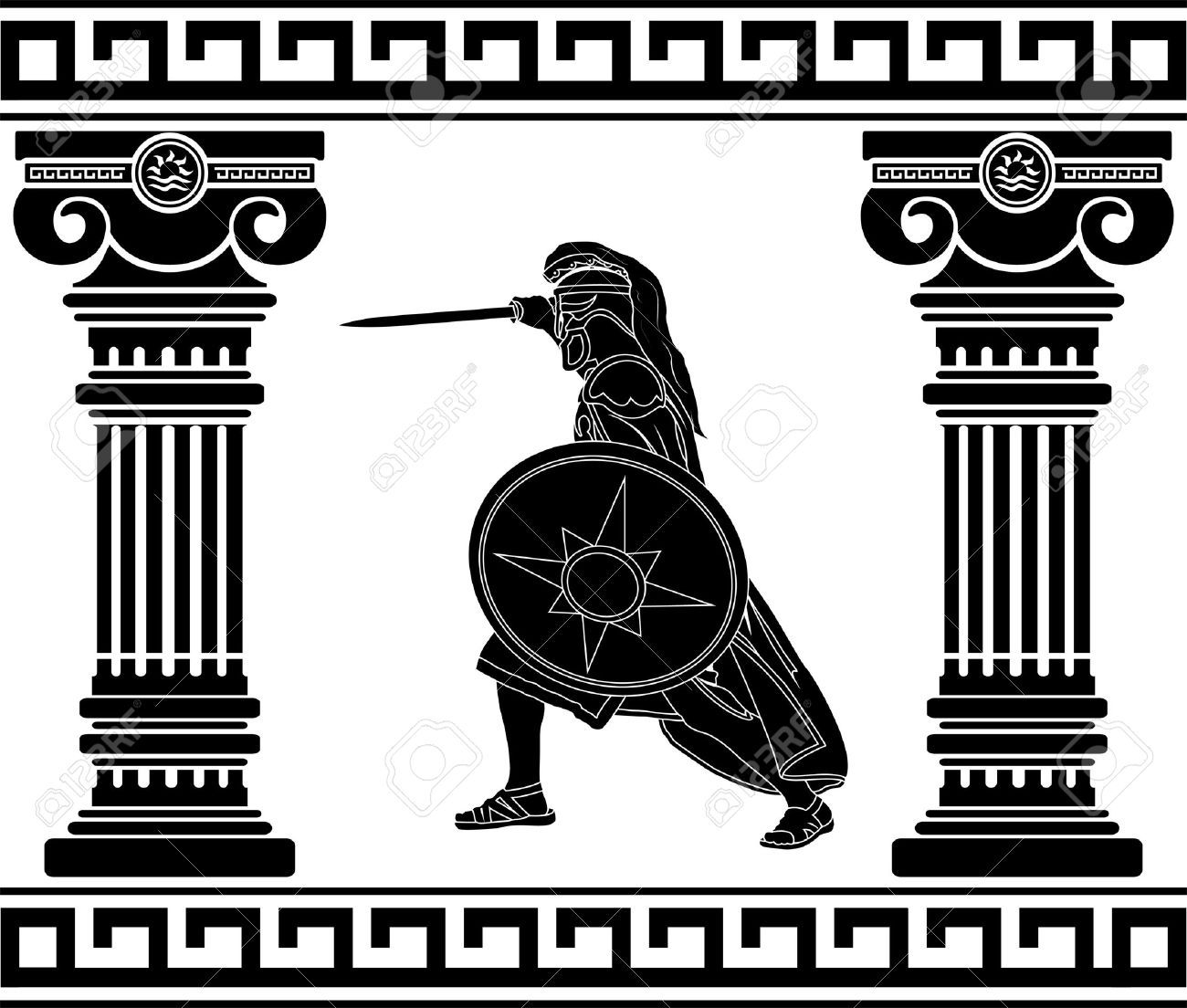 Greek clipart vector. Warlike stock illustration and