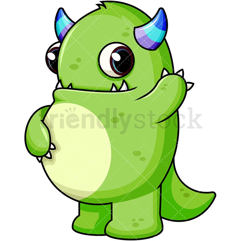 Monster cartoon vector clip. Green clipart cute