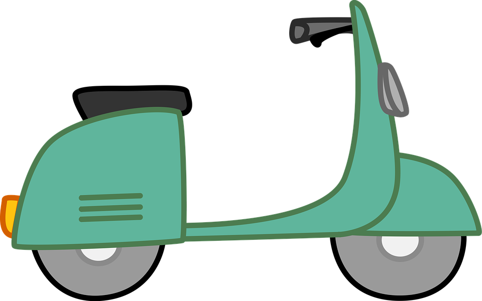 Moped group free illustration. Green clipart motorbike