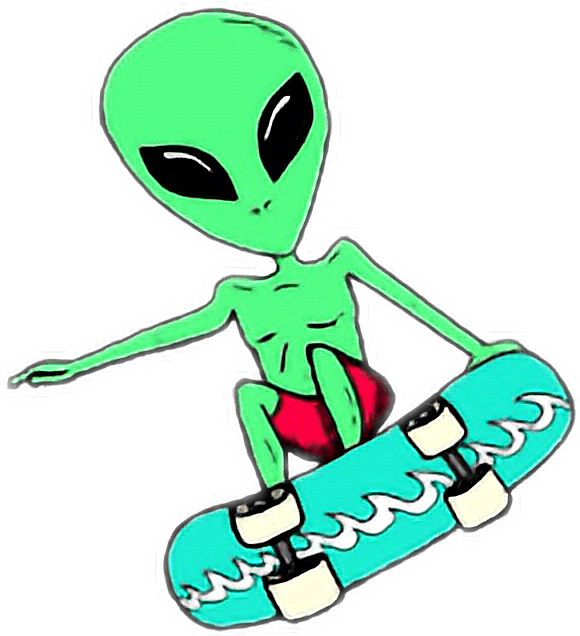 Green clipart skateboard. Alien tumblr skate sticker