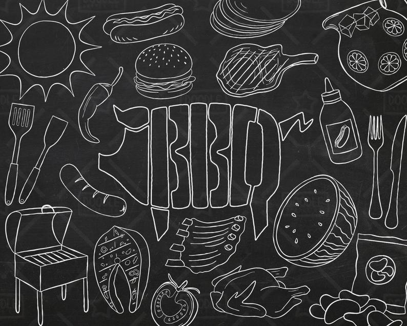 Grill clipart chalkboard. Barbecue vector pack bbq