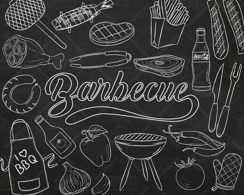 Barbecue vector pack bbq. Grill clipart chalkboard