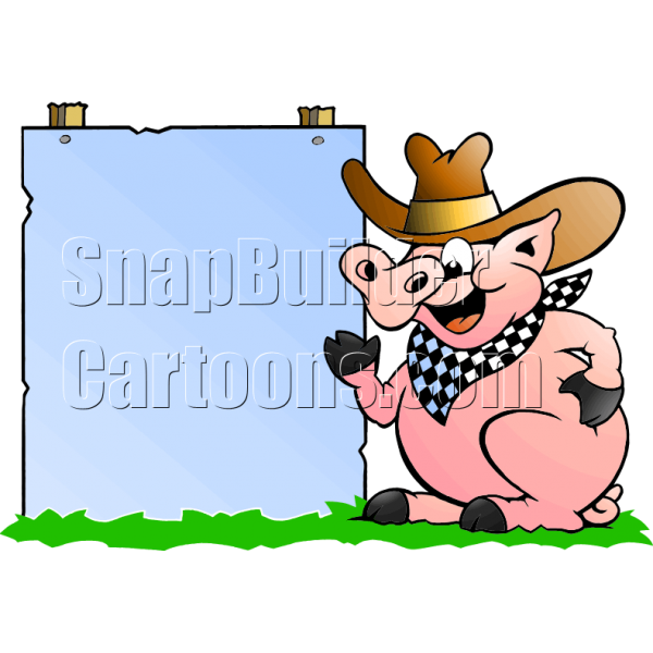 Pig holding sign . Grill clipart cowboy