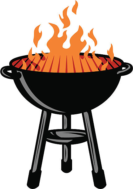 Bbq grill with fire. Grilling clipart description