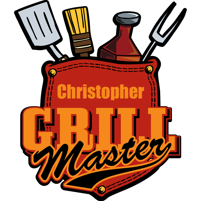 Pocket personalized tile coaster. Grill clipart grill master