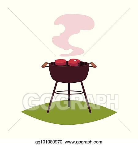 Grill clipart steak fry. Vector illustration round bbq