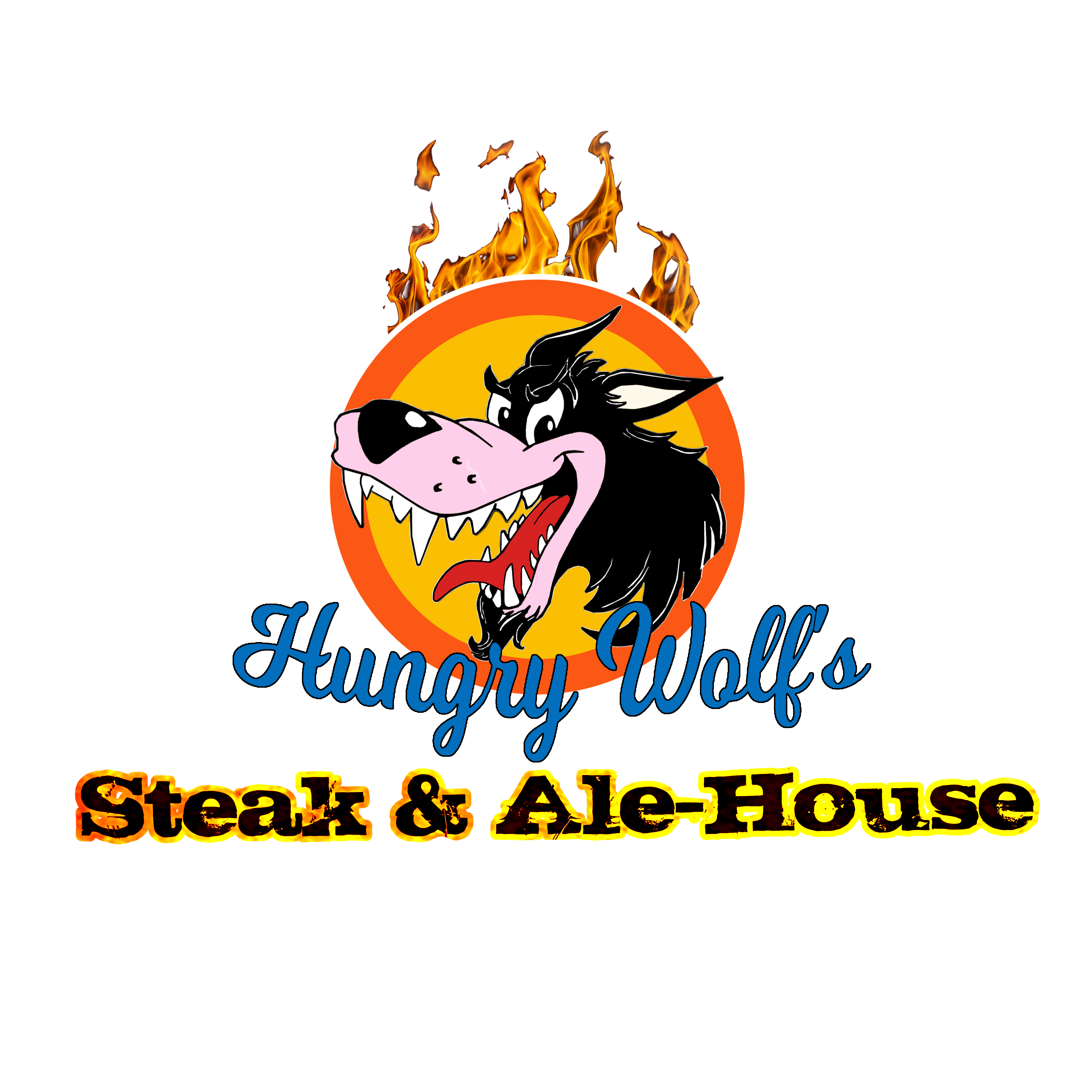 Seafood clipart surf and turf. Hungry wolfs steak ale