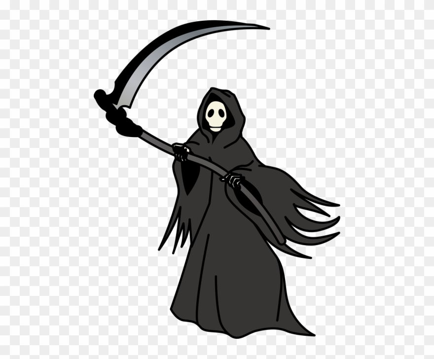 Cartoon transparent pinclipart . Grim reaper clipart black and white
