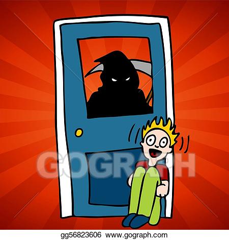 Grim reaper clipart door. Vector illustration victim eps
