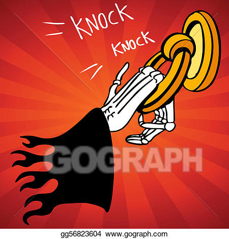 Eps illustration knocker vector. Grim reaper clipart door