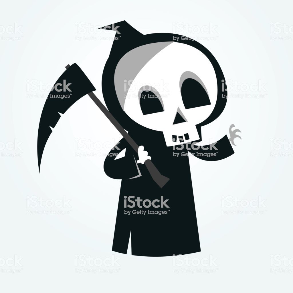 Cute cartoon with scythe. Grim reaper clipart gim