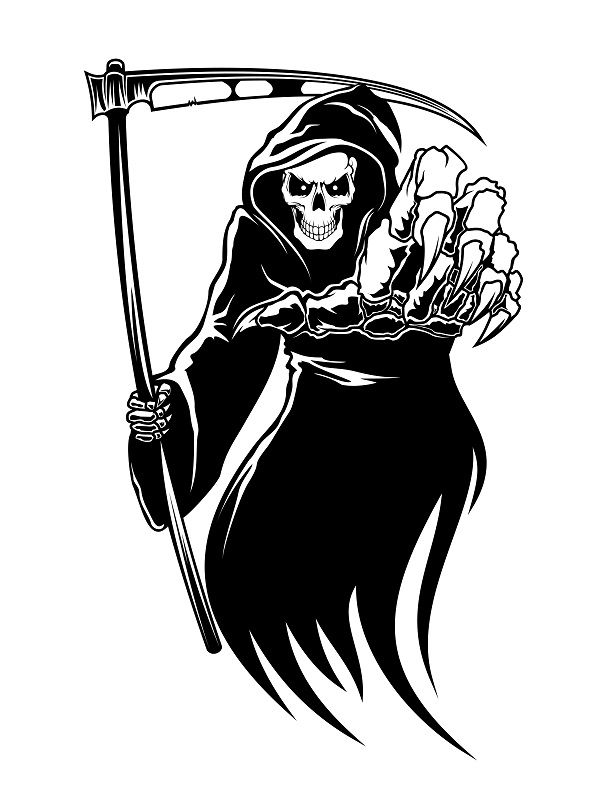 Grim reaper clipart hand drawn. Emo tattoo designs in