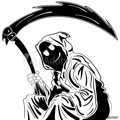 Grim reaper clipart hand drawn. Illustration ink sketch buy
