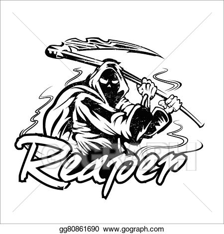 Vector stock inked illustration. Grim reaper clipart hand drawn