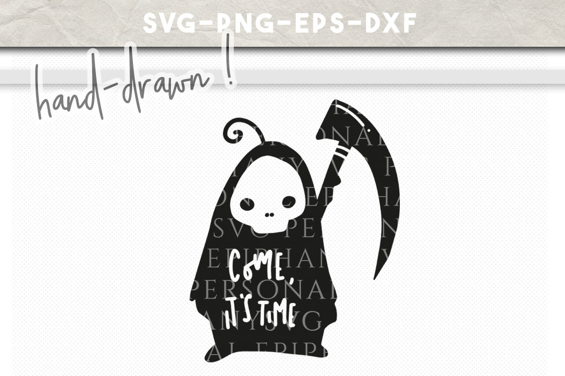 Grim reaper clipart hand drawn. Halloween clip art svg