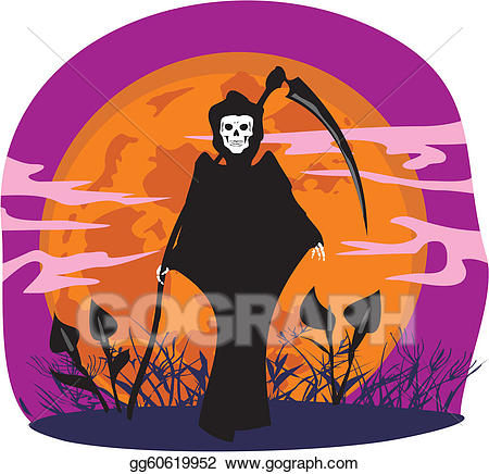 Grim reaper clipart hooded man. Vector stock the illustration