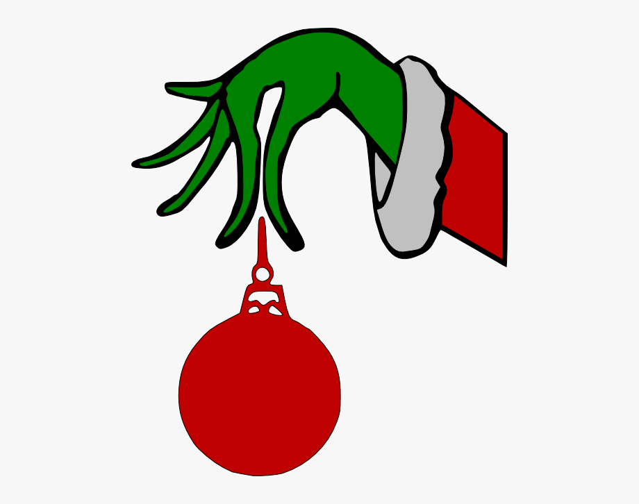 Grinch Hand Holding Ornament Clip Art