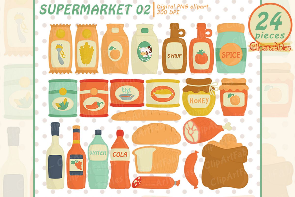 Grocery clipart cute. Market foods instant 