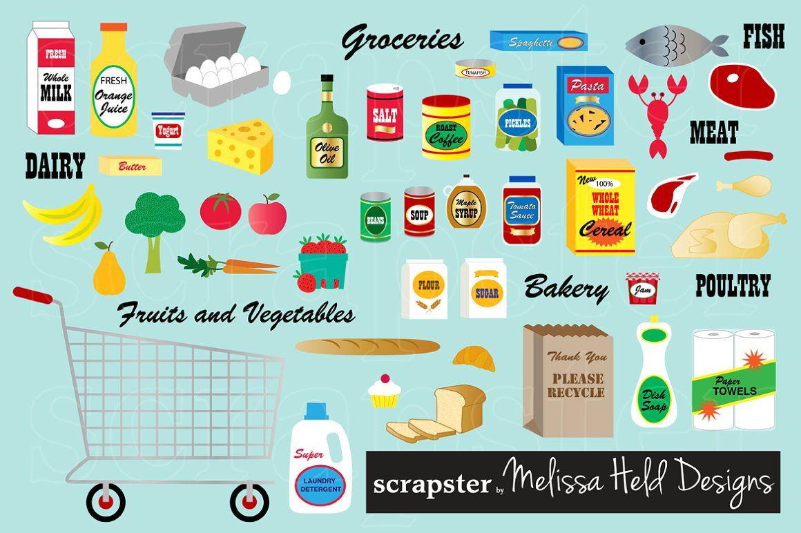 Grocery clipart grocery item. Store illustrations clip 