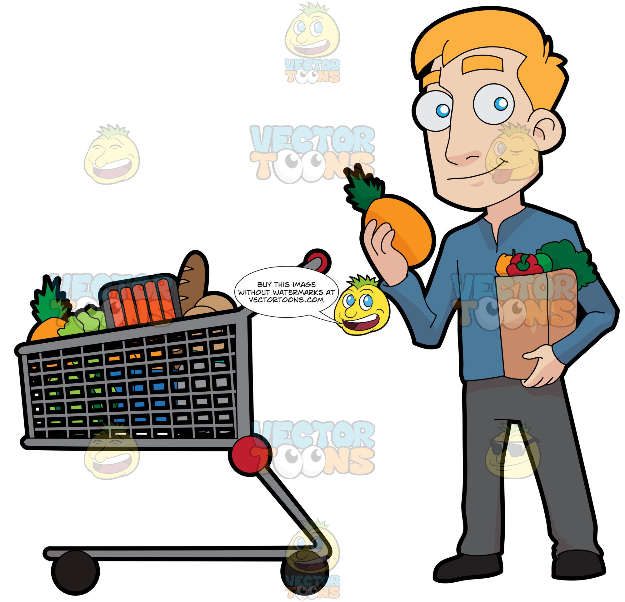 A man shopping for. Grocery clipart healthy food