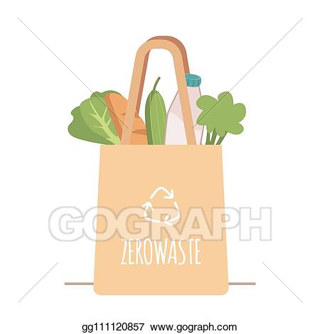 Vector illustration shopping reusable. Grocery clipart reuse