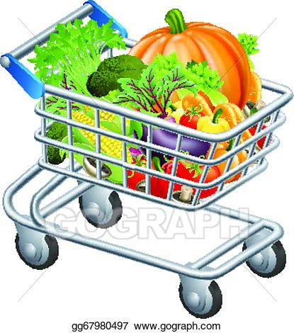 Grocery clipart trolly. Clip art vector vegetable