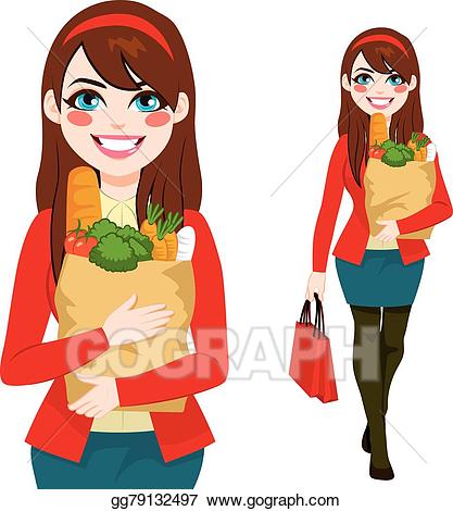 grocery clipart woman