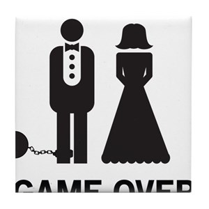 Game over tile coaster. Groom clipart ball chain