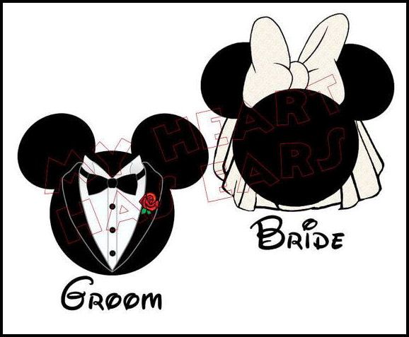 Groom clipart mickey. Bride and minnie heads
