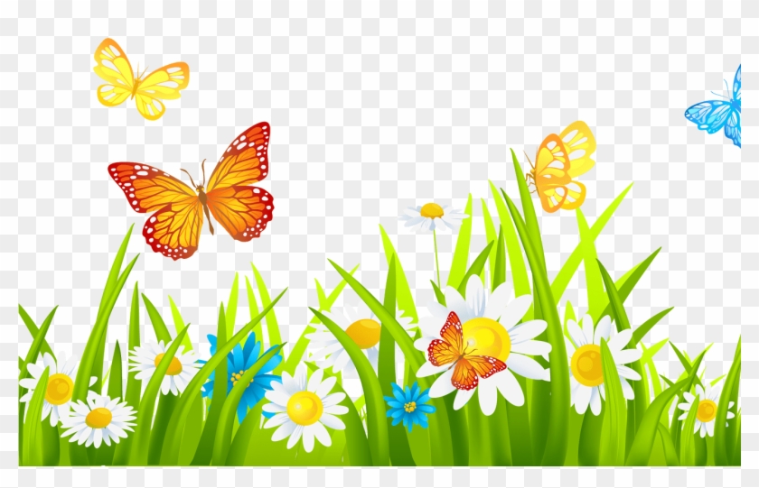 Grass with flowers and. Ground clipart border