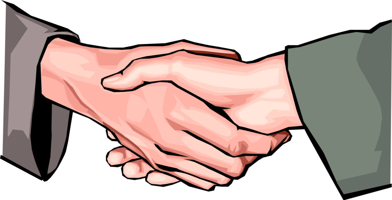 Handshake clipart businessman. Associates shake hands in