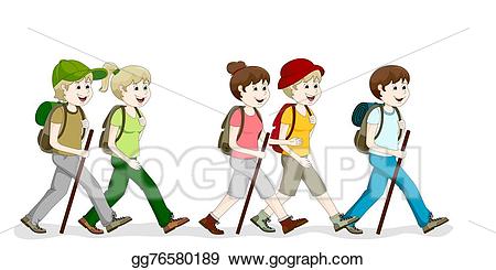 hiker clipart walking group