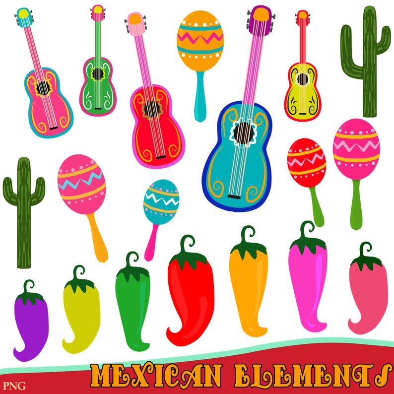 Fiesta instant download . Mexican clipart guitar